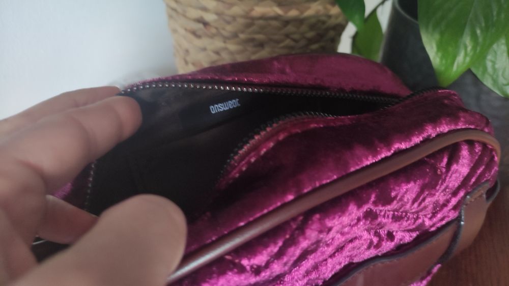 Nowa, welurowa bordowa nerka / torebka.