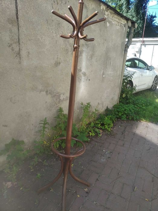 Wieszak stojący drewniany z PRL