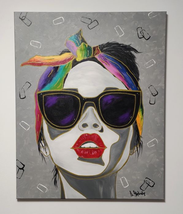 Obraz ŻYRAFA 80 x 100 cm. Obraz ręcznie malowany na płótnie.