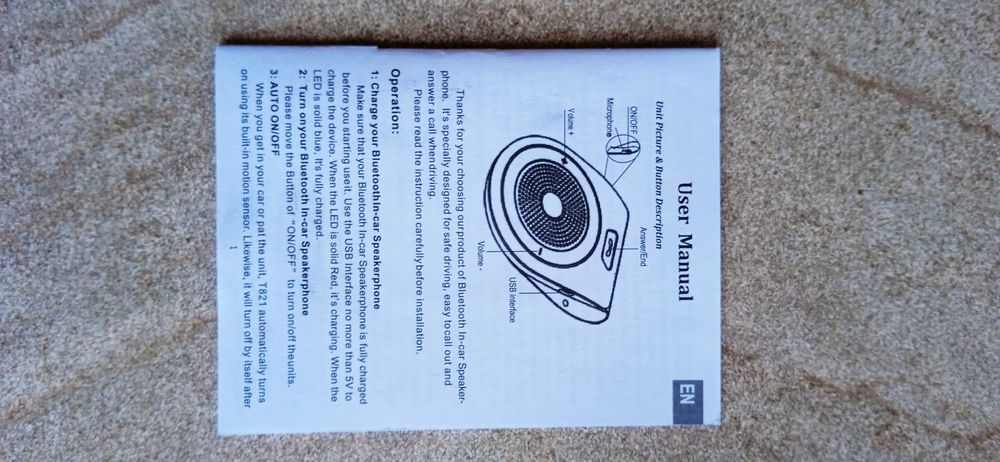 T821 zestaw głośnomówiący Bluetooth HD Samochodowy