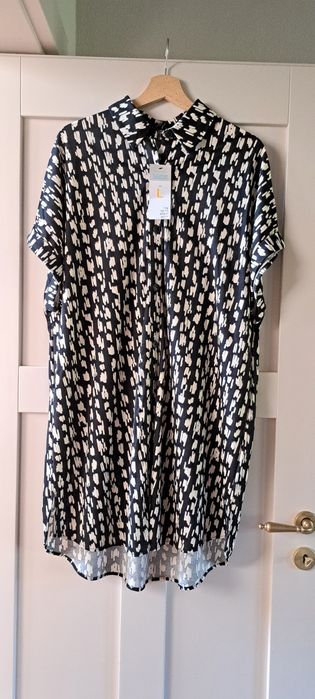 Sukienka Primark L wiskoza czarnobiała oversize