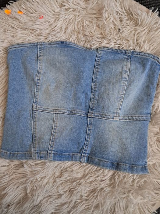 Top jeansowy bez ramiączek Zara M