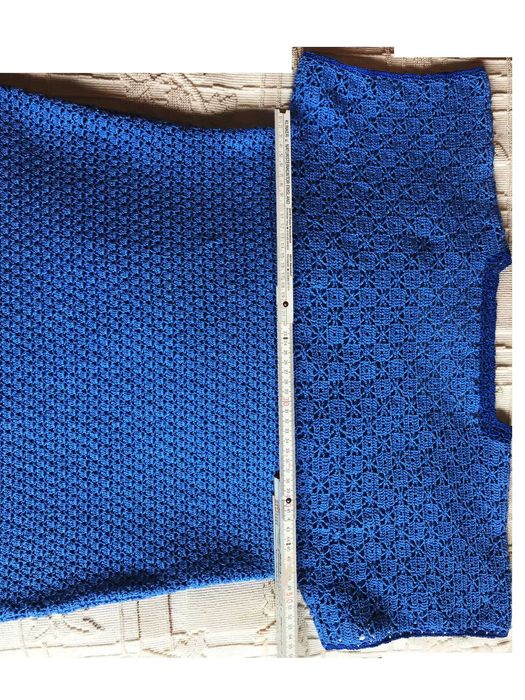 Bluzeczka szydełkowana, niebieska, rozm. 44-46, robota własnoręczna