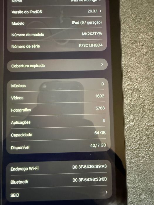 iPad (9.ª Geração) Wi-Fi 64GB - Space Gray (Como Novo)