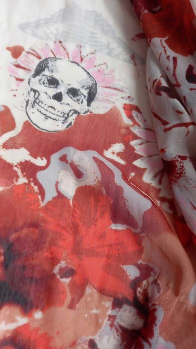 Philipp Plein круговой прозрачный палантин шарф 175х60 см с черепами