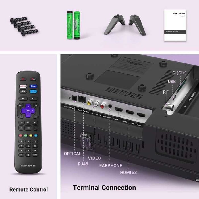 Телевізор 24 дюйми RCA RK24HF1 (Smart TV Wi-Fi T2/T)