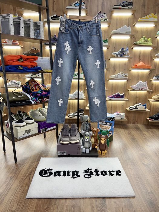 Джинси Chrome Hearts Blue / White