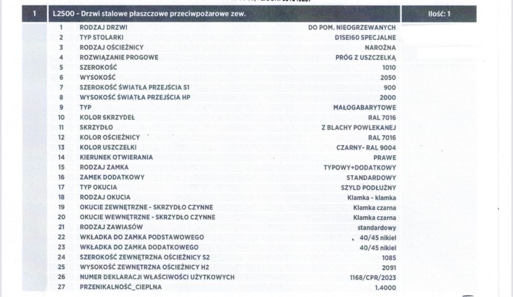 drzwi zewnętrzne, stalowe przeciwpożarowe