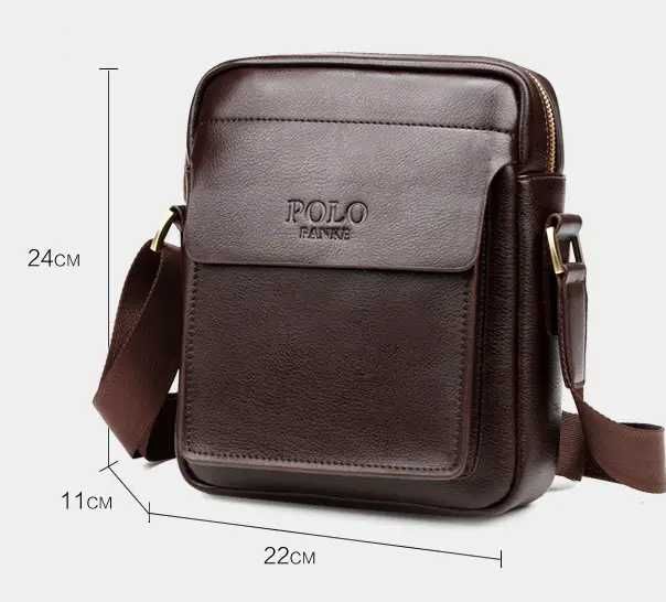 Чоловіча мужская черная коричневая модная сумка планшетка Polo поло