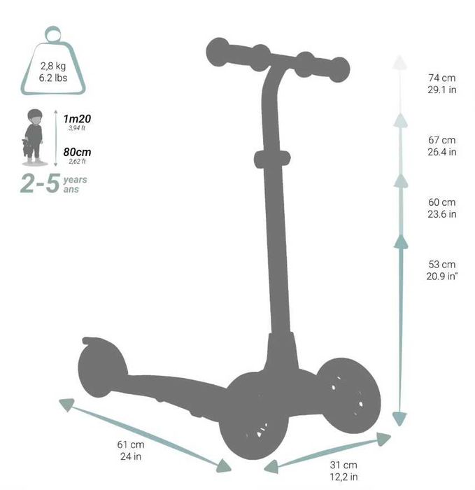 Trotinete 3 rodas para criança (2-5 anos)