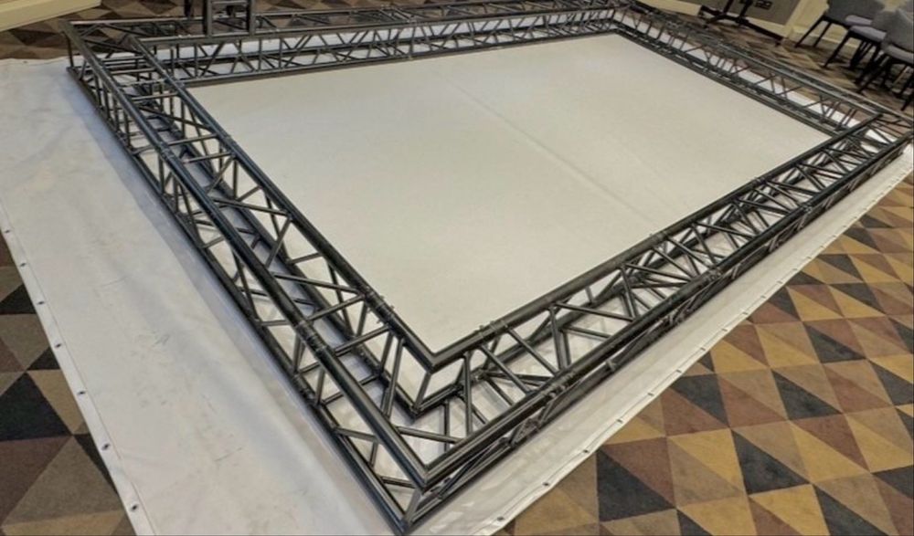 Оренда банера,банерна конструкція,оренда подіуму,сцена з банером,ферми