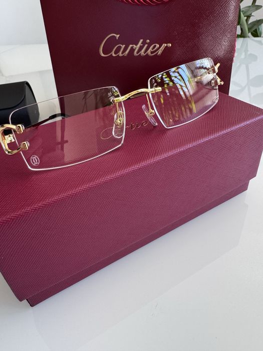 Luksusowe nowe okulary Cartier  bezramkowe