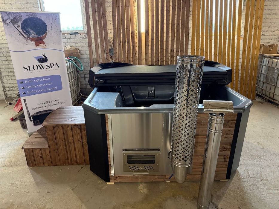 Balia ogrodowa klasy premium SlowSpa | jacuzzi wanna bania ogrodowa całoroczna hydromasaż airmasaż termopokrywa filtracja piec grzałka gwarancja serwi