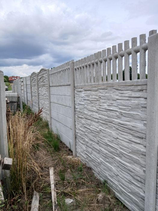 Ogrodzenie betonowe, płyty, słupy