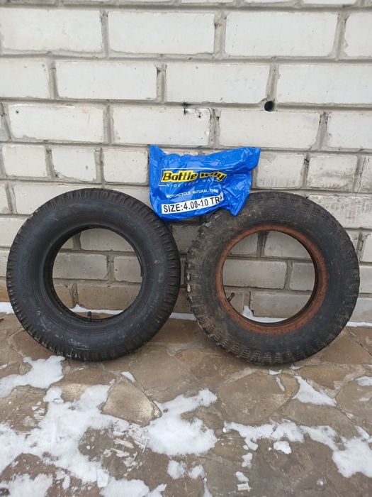 Шини 4.0-10.0 . Комплект: 2 шини з камерами + камера.