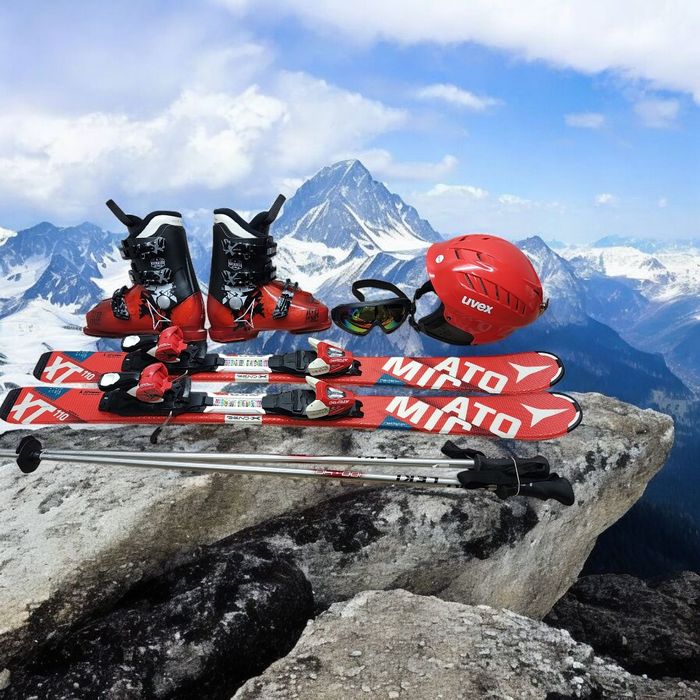 Komplet Narty 110 cm ATOMIC XT Buty r-36 5 Kijki Kask Gogle