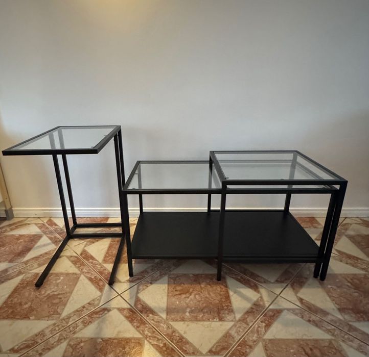 Conjunto duas mesas de centro e uma mesa de apoio