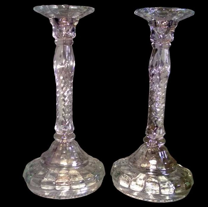 Świeczniki szklane kolumnowe wysokie Ząbkowice 2 szt świecznik szklany