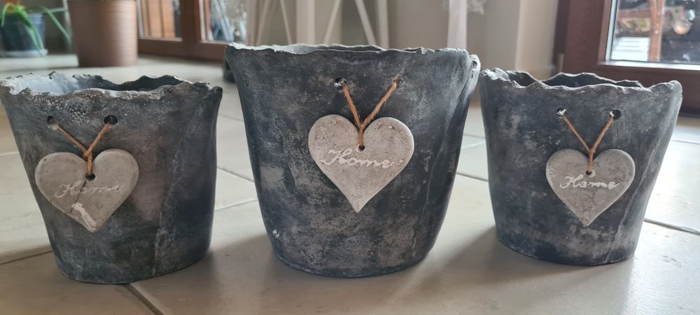 Doniczki betonowe serce home 3 szt