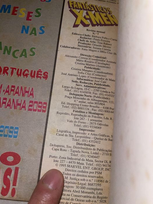Livro BD classico Marvel Comics X-Men, antigo de 1995