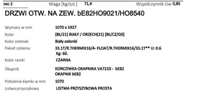 okno 1070x1927 iały/orzech #ok500