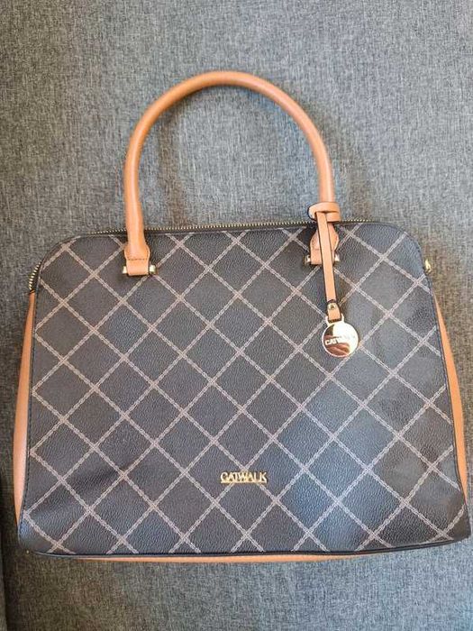 Duża brązowa/ karmelowa pojemna torebka catwalk z uszami