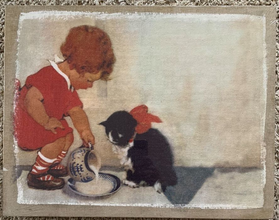 Quadro em tela - Menina com gatinho