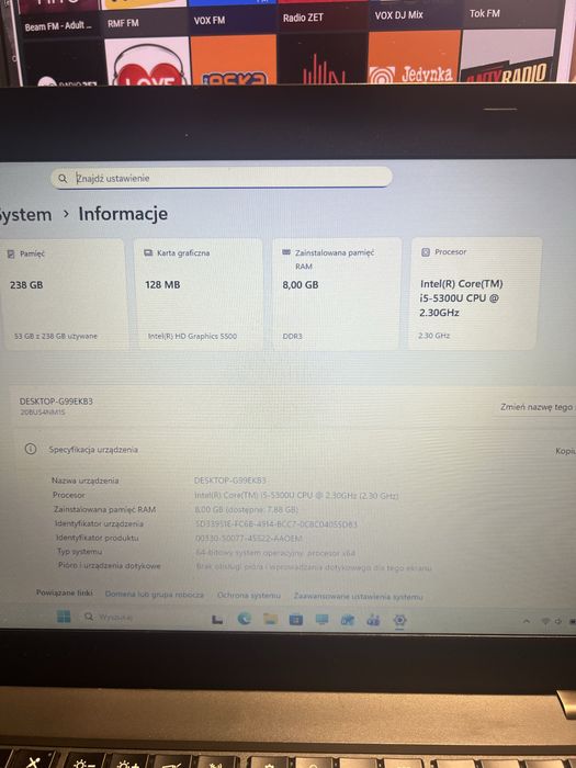 Laptopy i5,8 gb ram, ssd ,Win 11