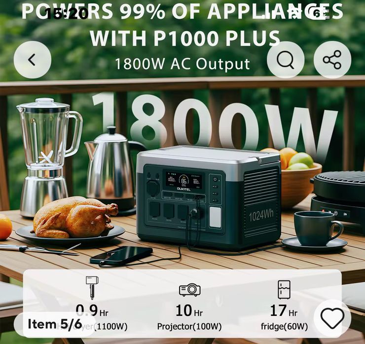 Estacao de energia portatil 1800wats