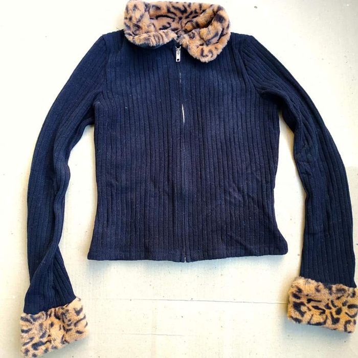 Кардиган на блискавці з хутро лео для дівчат підлітків жін Розм М Нови