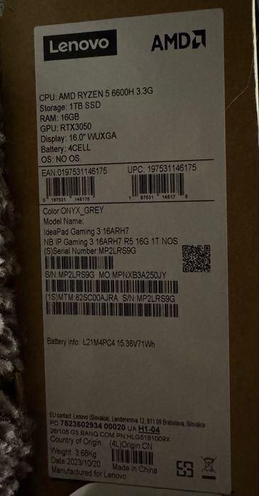 Lenovo IdeaPad Gaming 3 AMD 5 6600 RTX 3050