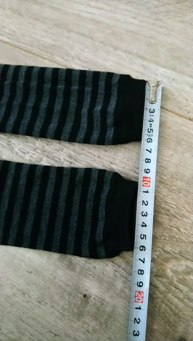 Mitenki, rękawiczki bez palców,  dzianinowe, długie,paski czarny/szary