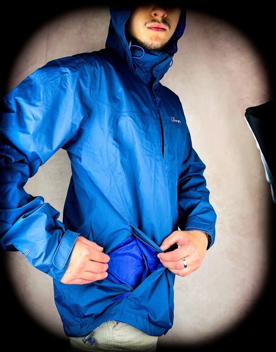 (M) Berghaus Zimowa Granatowa Męska Kurtka z Kapturem i Ściągaczami