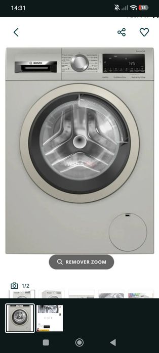 Máquina de lavar e secar roupa da marca Bosch, modelo WNA1341XES,