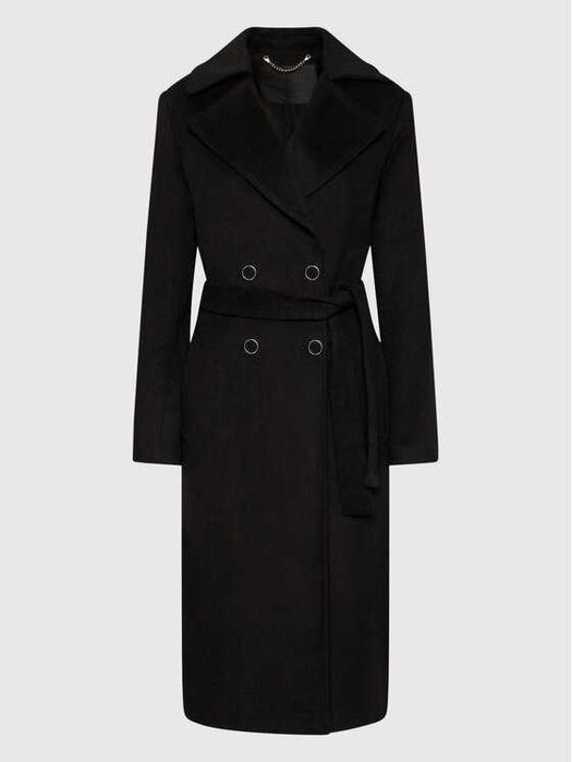 Nowy oryginalny wełniany plaszcz GUESS czarny L eu44