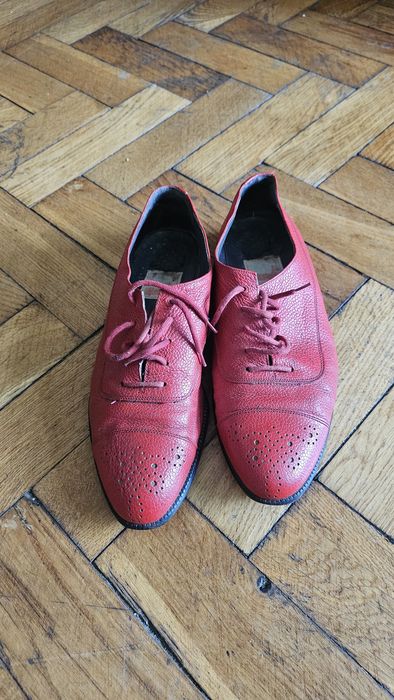 Skórzane buty retro Mondi Musling 39 / 40 wąskie - Czerwone Oksfordki