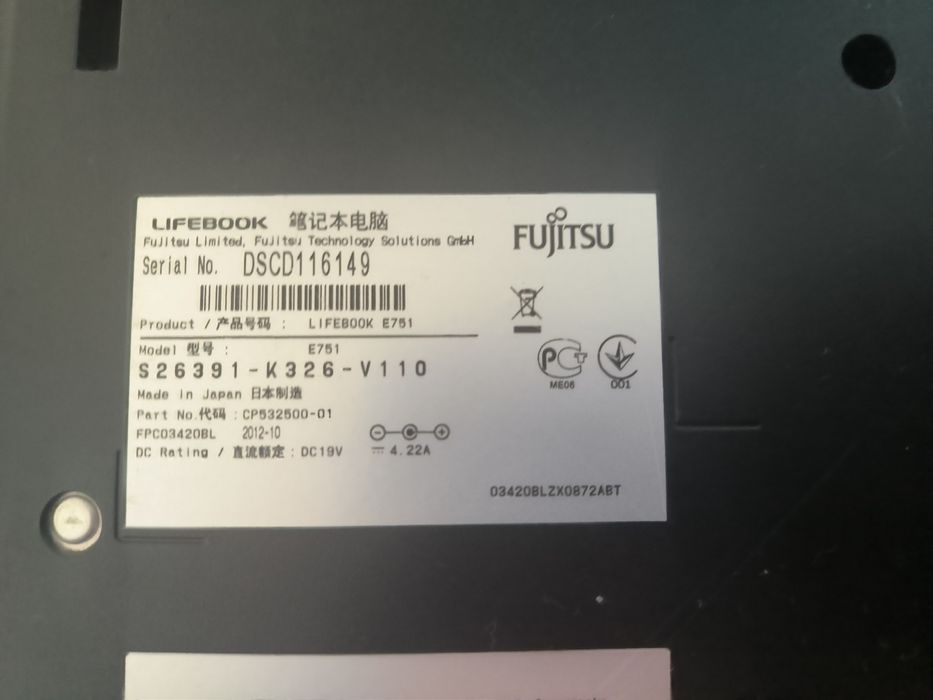 Ноутбуки Fujitsu LifeBook E751 CORE I5 / CORE I7