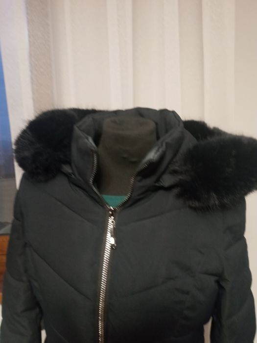 Kurtka zimowa czarna S kaptur damska