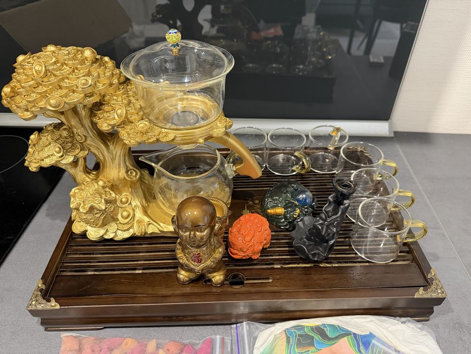 Чайная церемония +подставка +чай +чайные компаньоны меняющие цвет