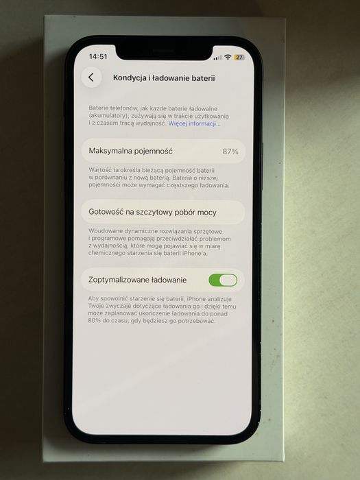 iPhone 12 black, bez blokad, bateria 87%, komplet