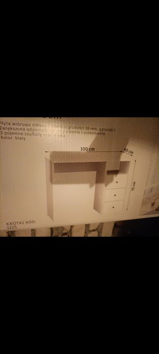 Nowe białe biurko stolik do pracy z szufladami