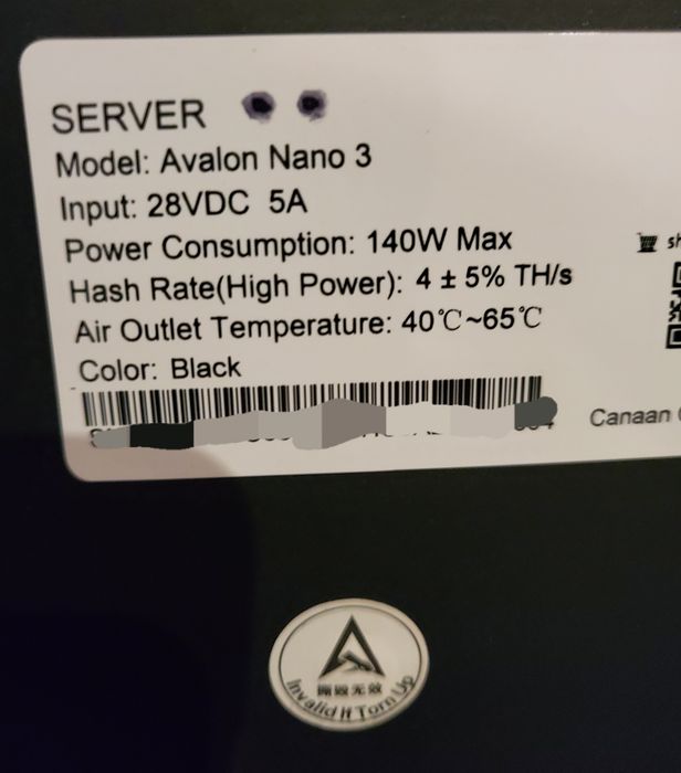 crypto koparka serwer canaan Avalon nano 3