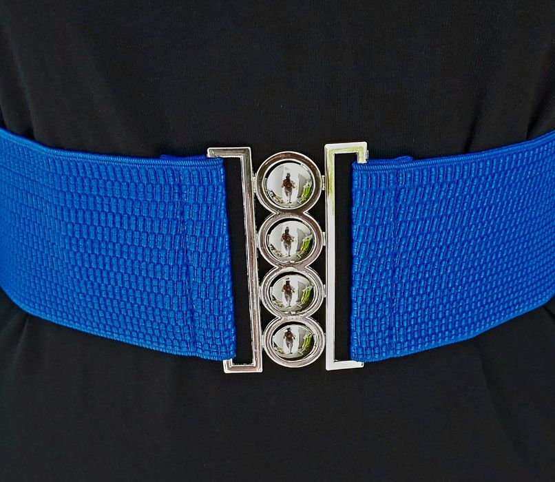 Elastyczny niebieski szeroki pasek damski