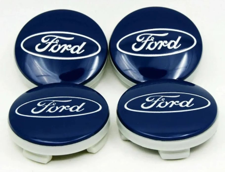 *NOWE* Dekielki 54mm FORD komplet 4szt. dekle zaślepki kapsle niebieskie kołpaczki