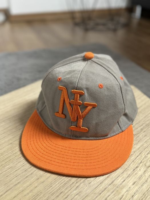 Czapka z daszkiem New York Pomarańczowa Szara