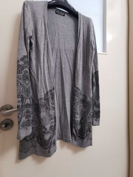 Kardigan długi, ze wzorem (Szary)