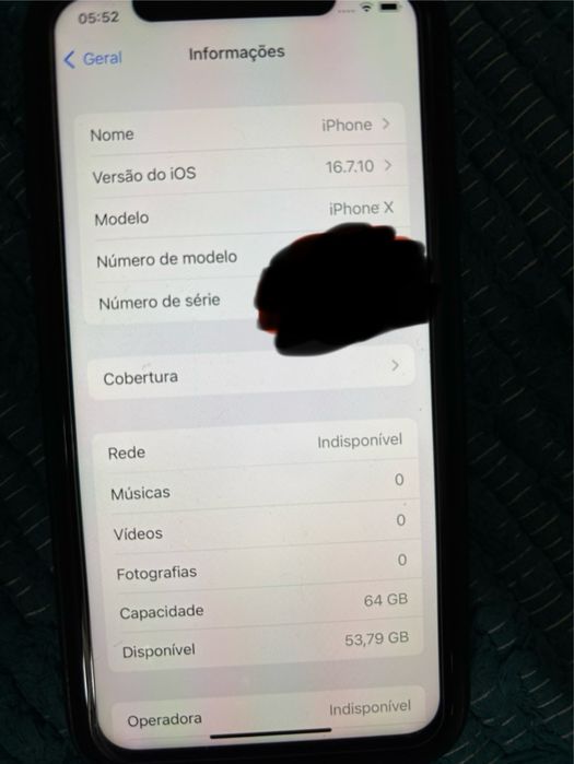 Iphone X 64GB usado com capa e pelicula sem carregador bateria 100%