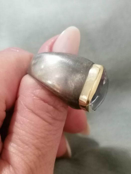 Joia em prata e ouro, com ametista perfeita