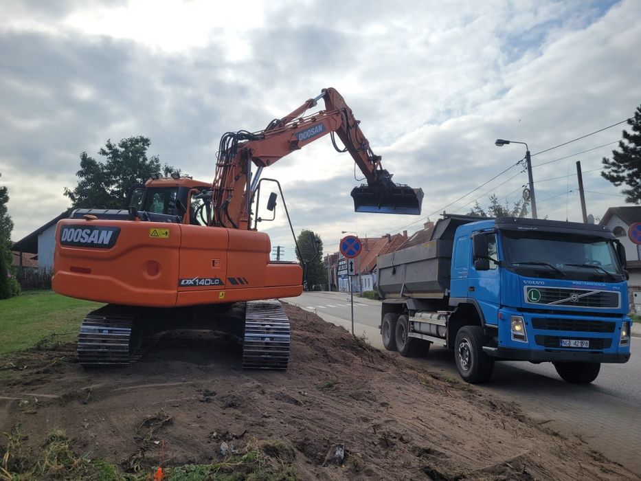 Ziemia piach żwir pospółka kamienie koparka wynajem koparko ładowarka