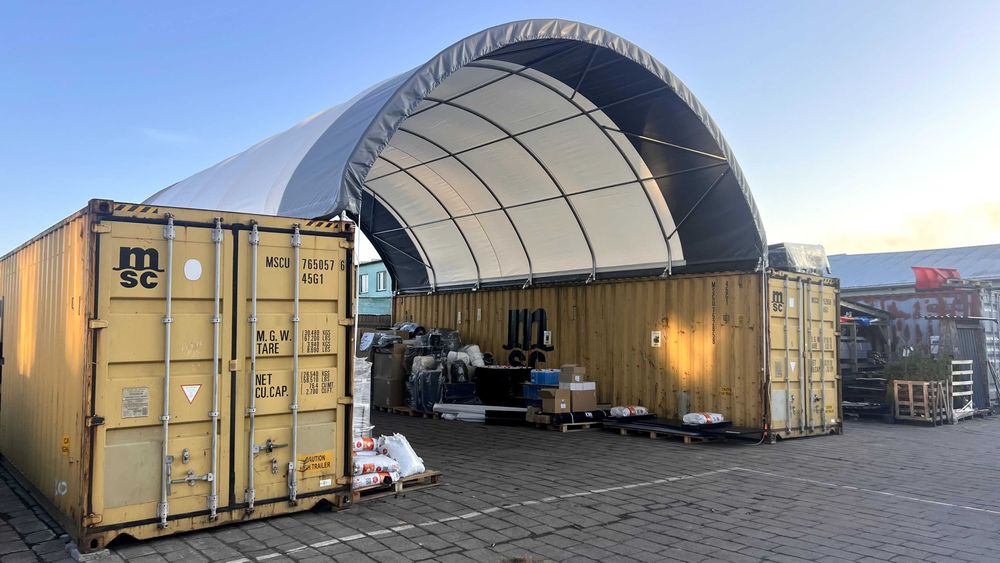 Namiot na kontenery hala namiotowa łukowa hangar wiata zadaszenie 8x12